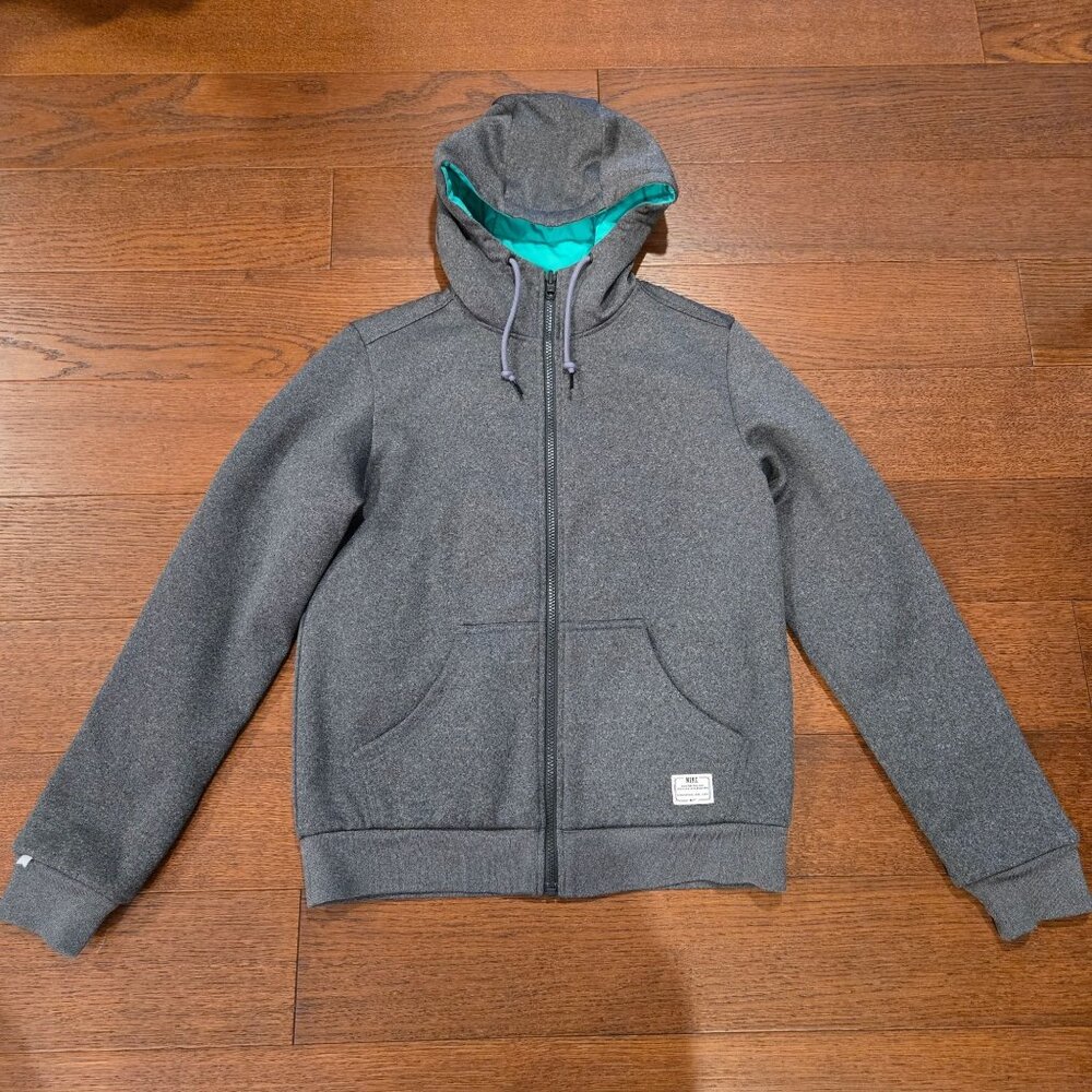 NIKE Reversible Gray Hooded Sweatshirt Green Quilted Jacket Youth Boy Medium 7-9